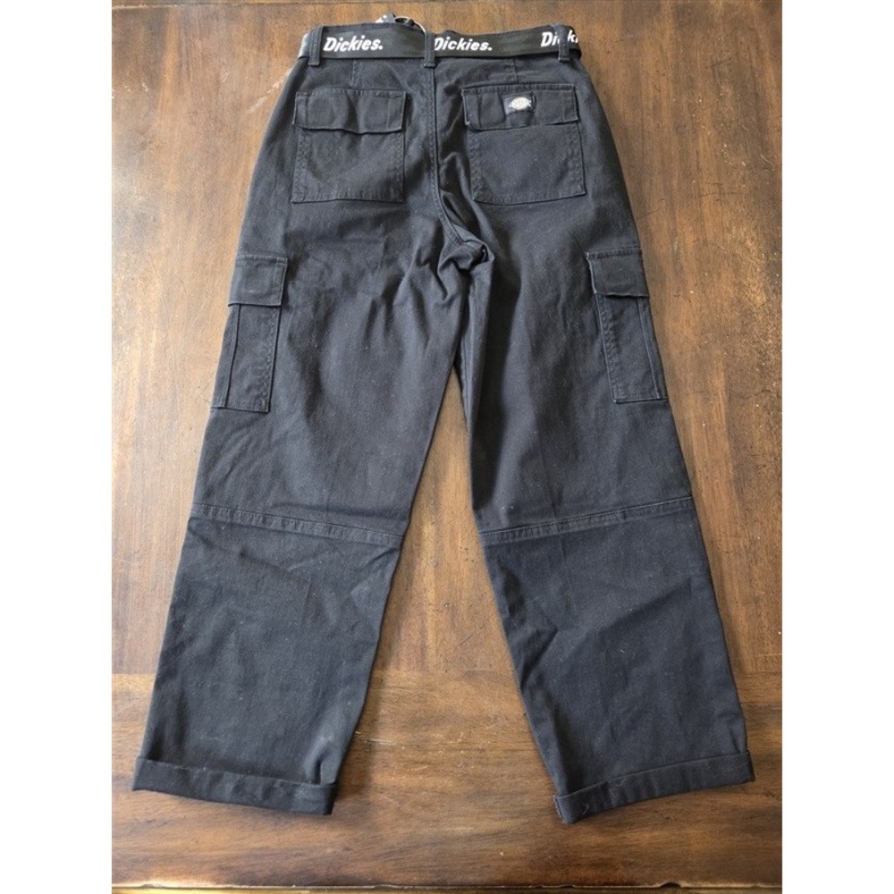 NWT DICKIES 26R Cuffed Utility Pant Jeans Black White Stitching 131190
